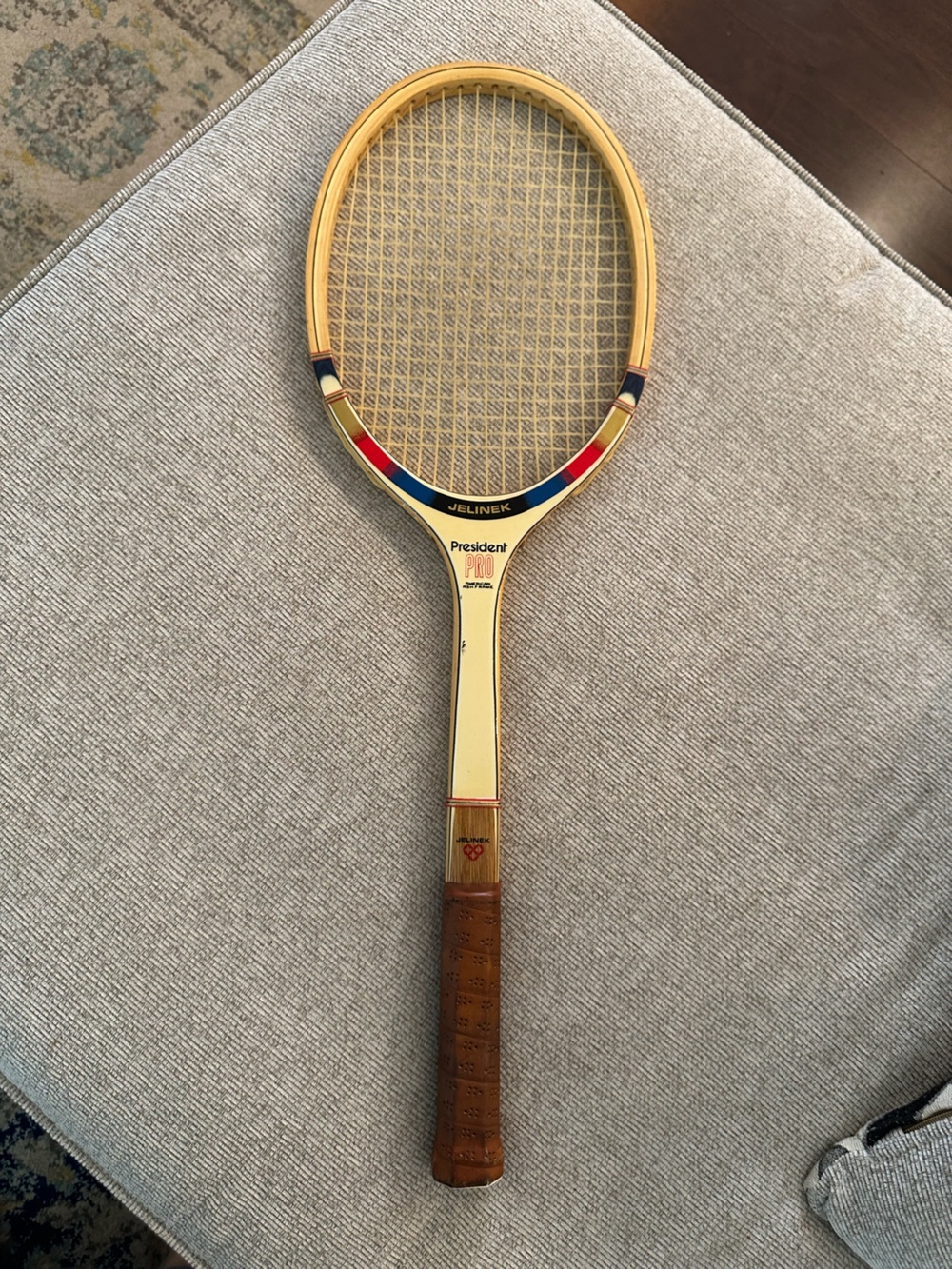 Jelinek President Pro Wooden Tennis Racket - Gold/Brown